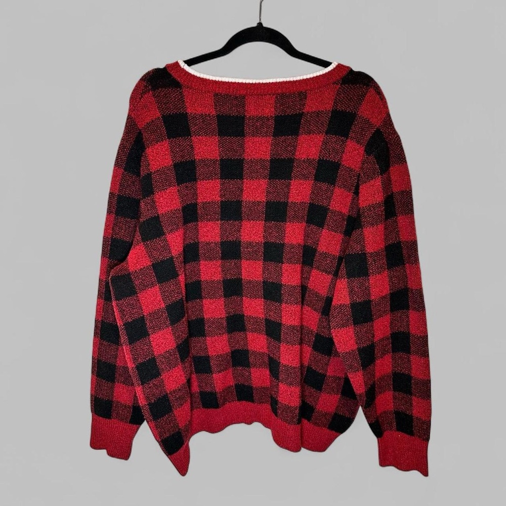 Holiday Time Red and Black Plaid Sweater 3X - Picture 2 of 4